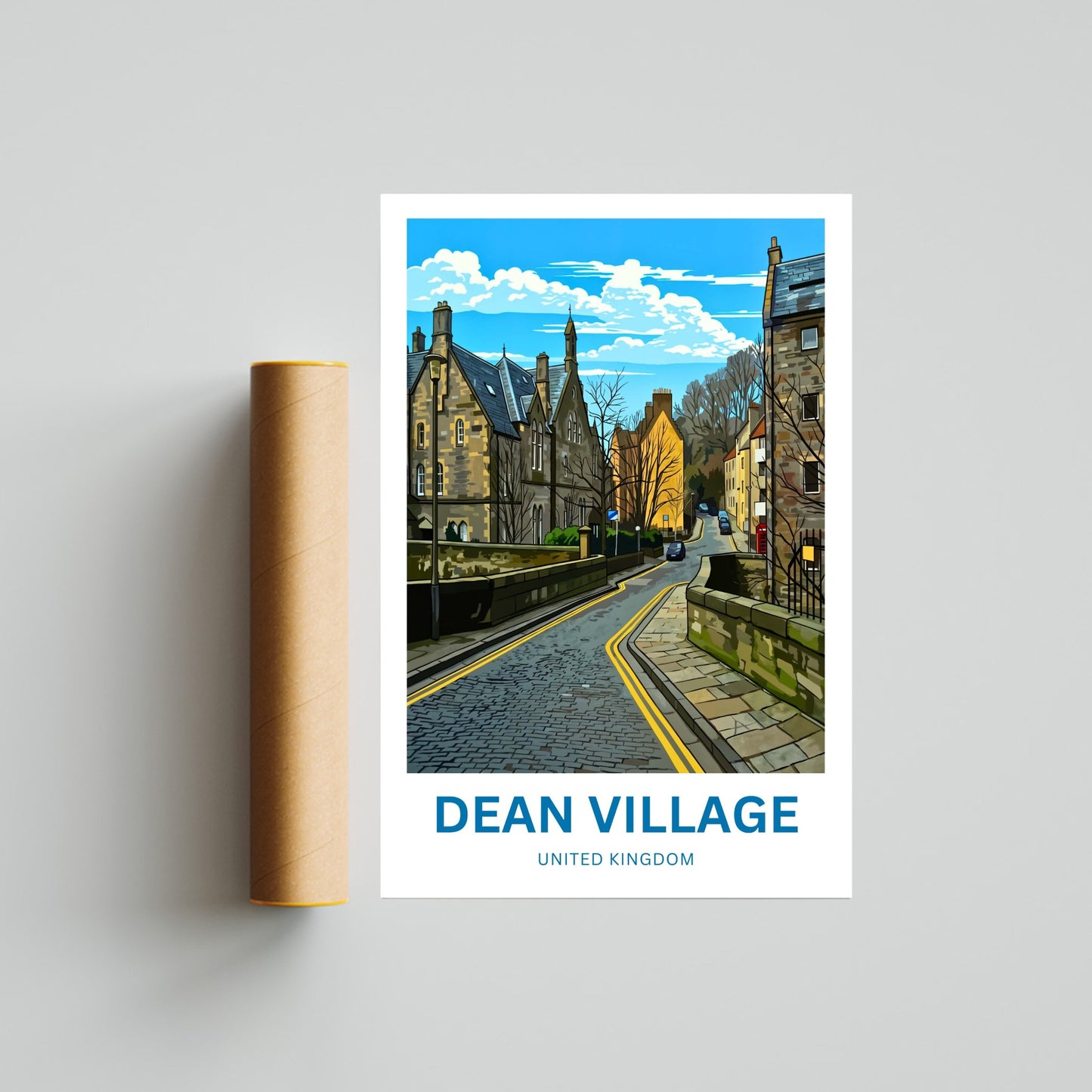 Dean Village Travel Poster - Village Street