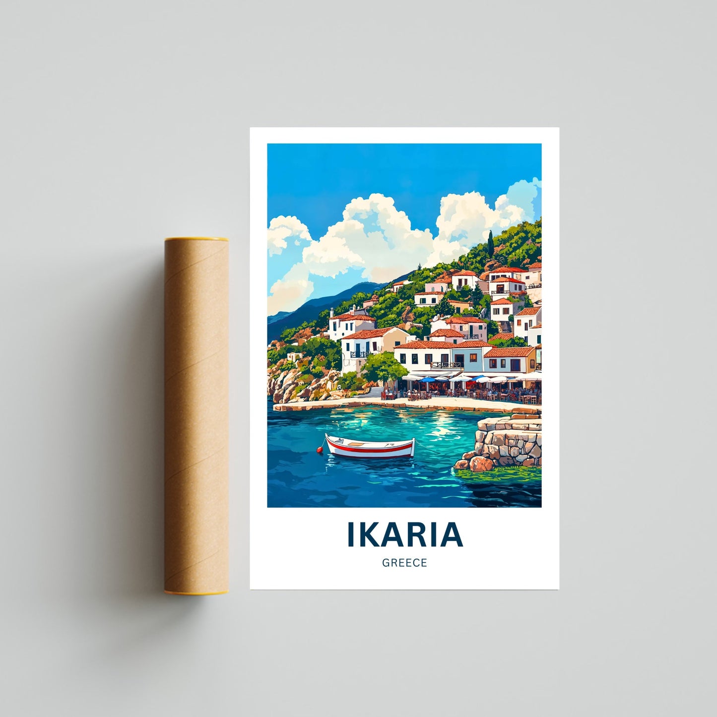 Ikaria Beach Travel Poster  - Seaside Harmony