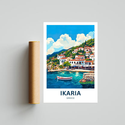 Ikaria Beach Travel Poster  - Seaside Harmony