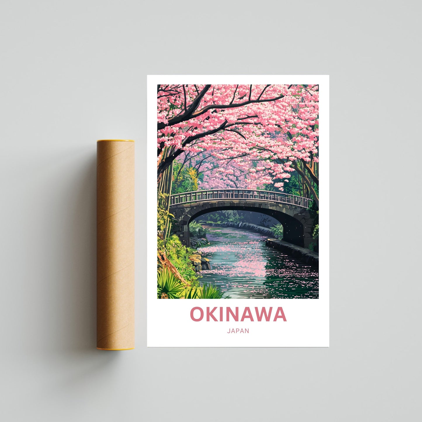 Okinawa Travel Poster  - Tranquil River Bloom