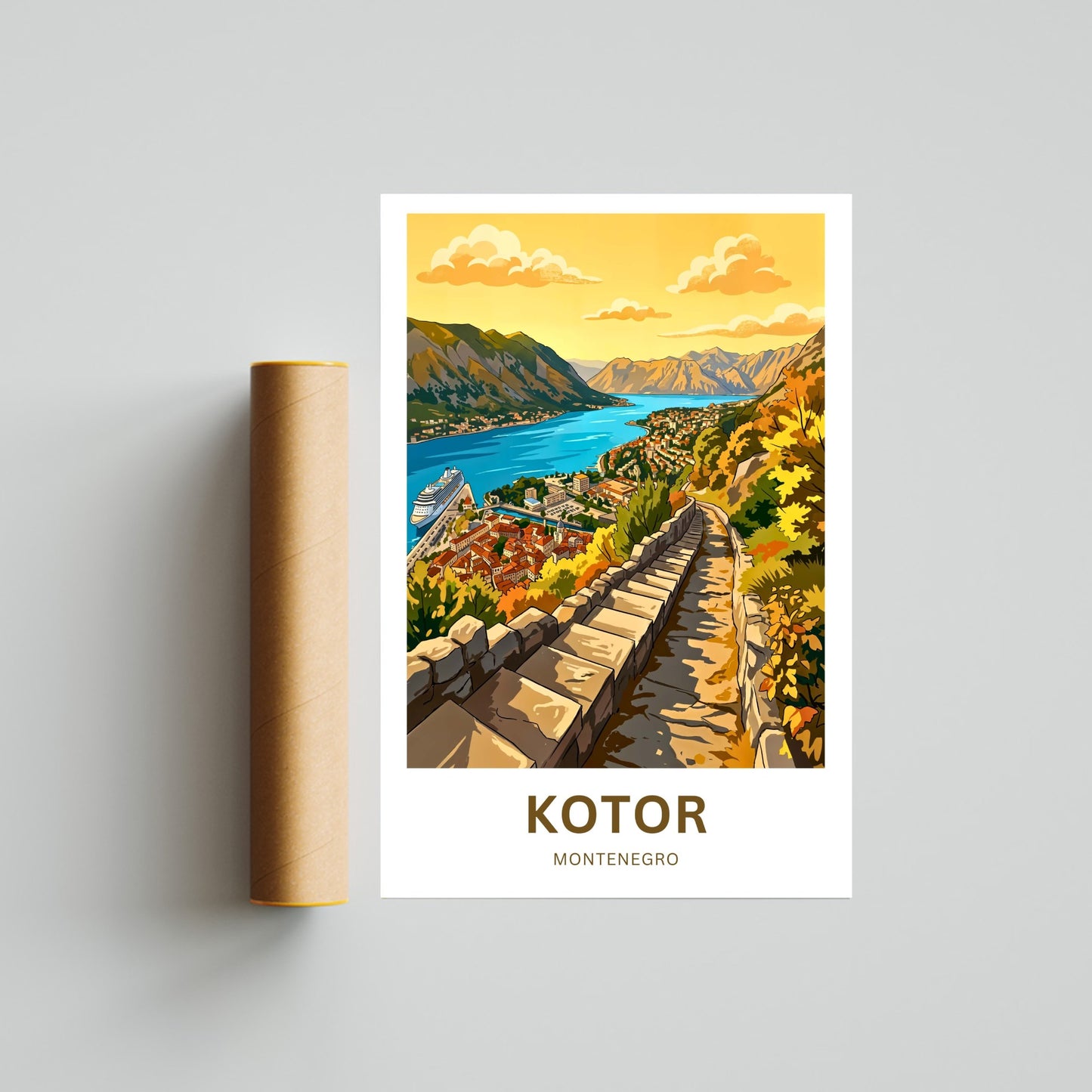 Kotor Travel Poster -   Sunset View