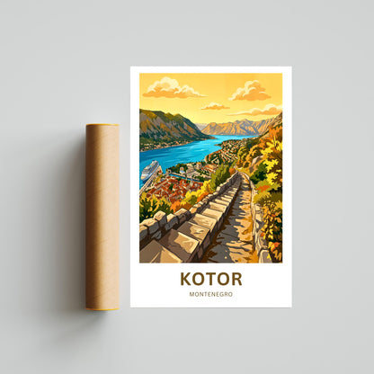 Kotor Travel Poster -   Sunset View