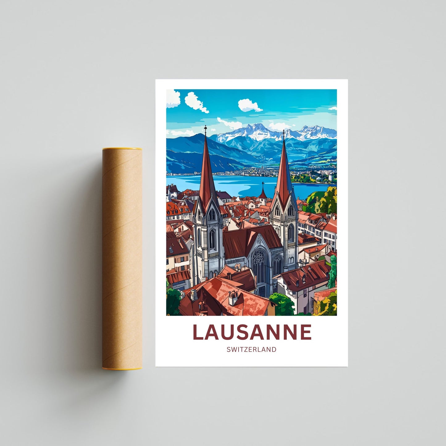 Lausanne Travel Poster- Swiss Elegance in Every View