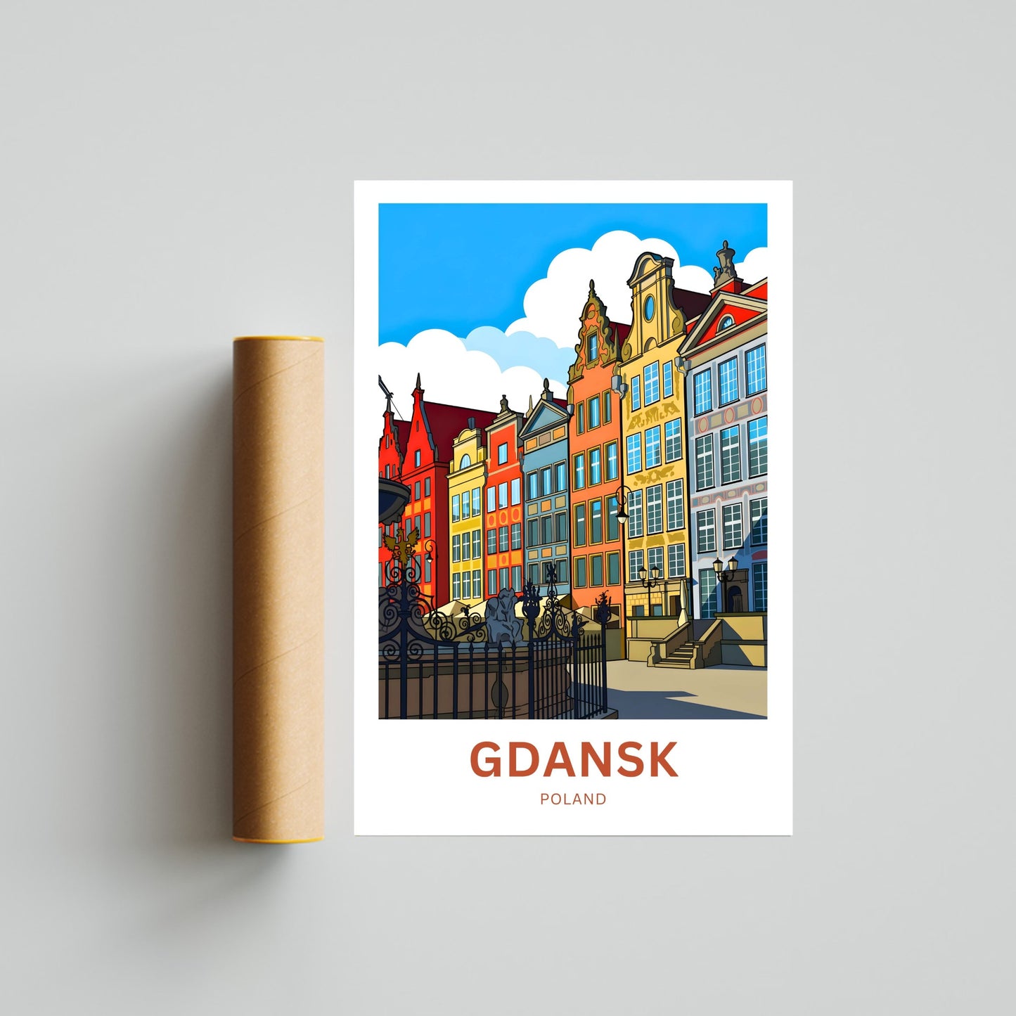 Gdańsk  Travel Poster - Captivating Townhouses View