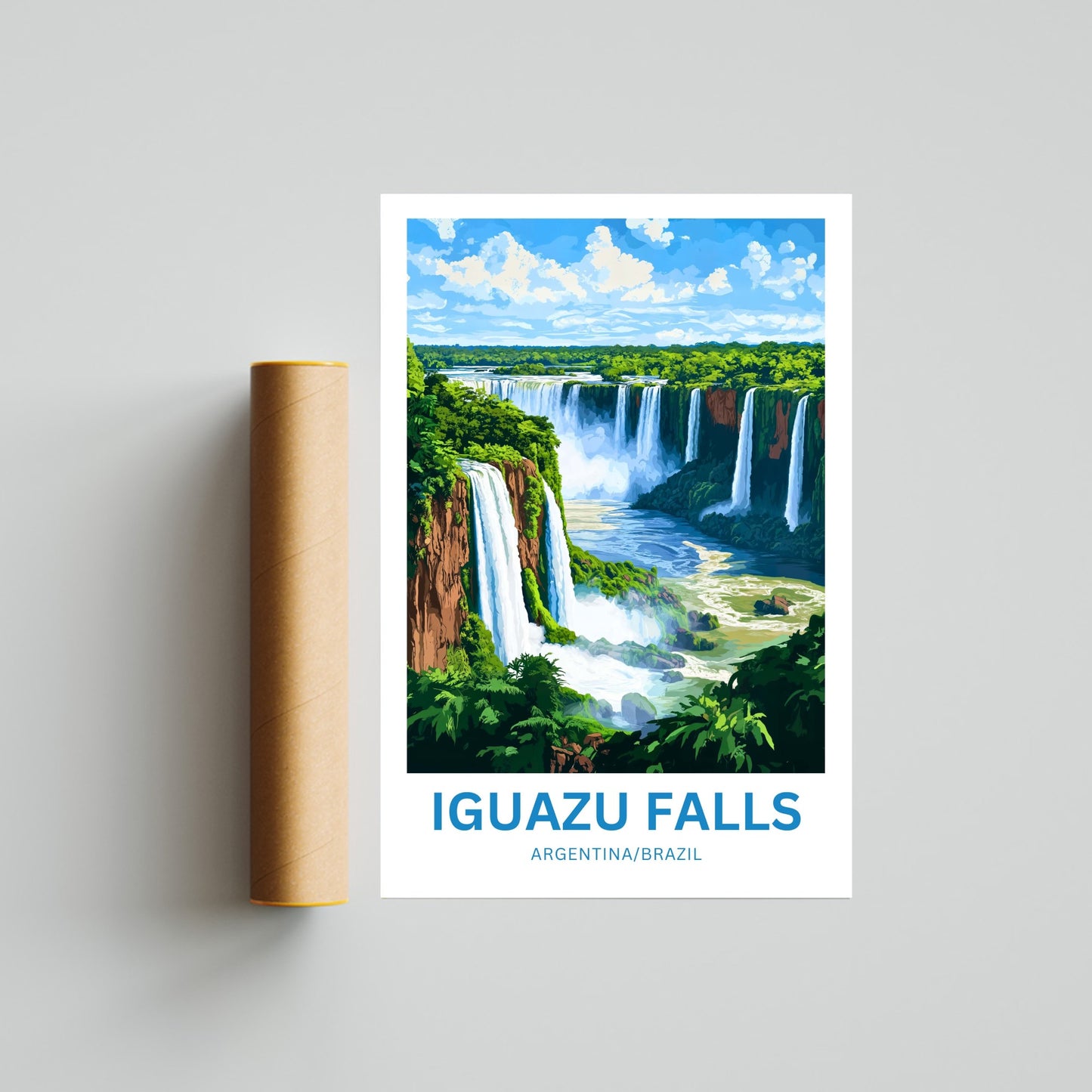 Iguazu Falls Travel Poster - Argentina and Brazil