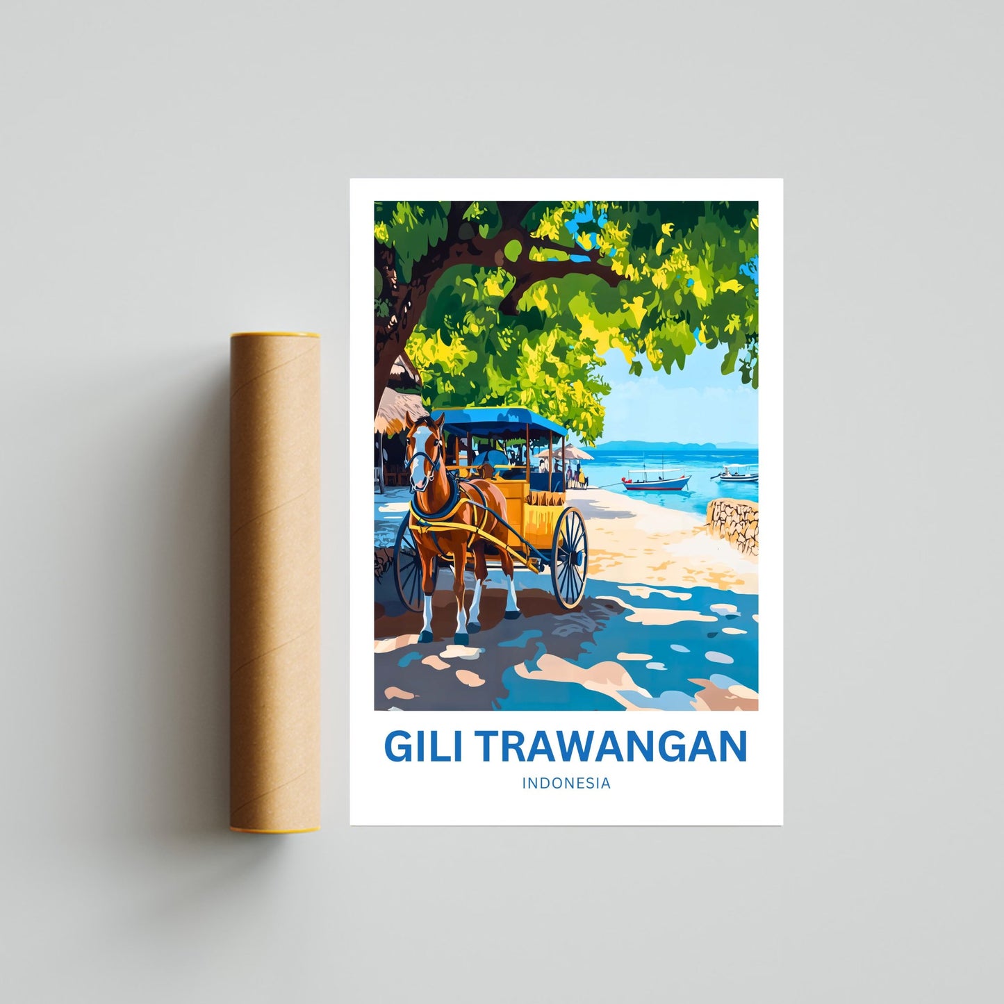 Gili Trawangan Travel Poster- Horse Carriage Transportation