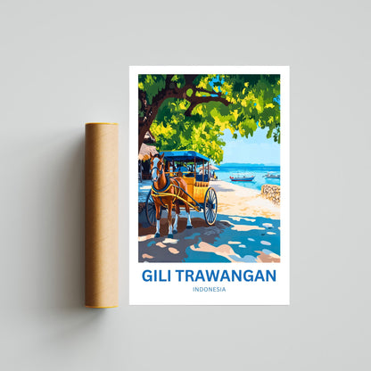 Gili Trawangan Travel Poster- Horse Carriage Transportation