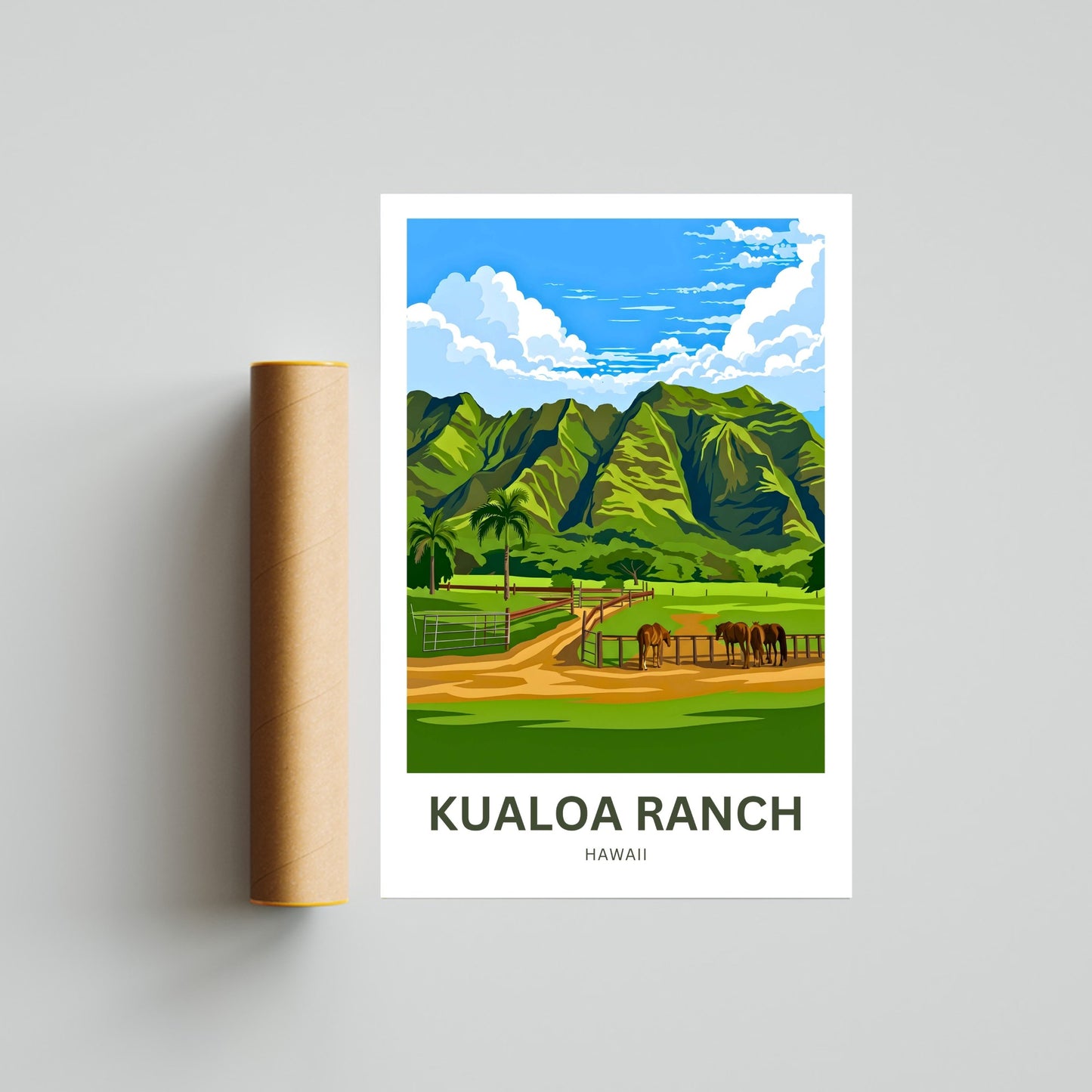 Kualoa Ranch  Travel Poster - Heart of Oʻahu