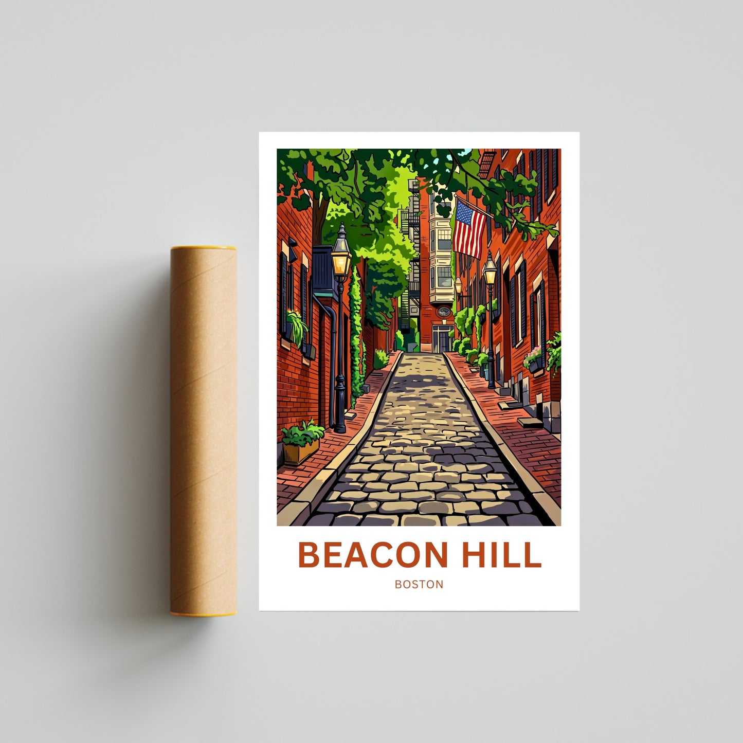 Beacon Hill Travel Poster -  Cobblestone Charm