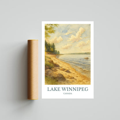 Lake Winnipeg, Watercolor design poster, Canada Print, Lake Winnipeg Wall Art