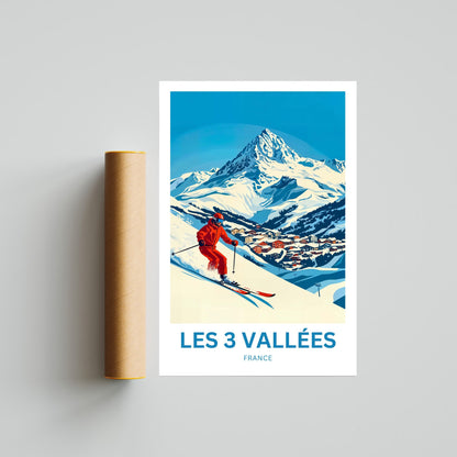 Les 3 Vallées Travel Poster- Glide Through the Heart of the Alps