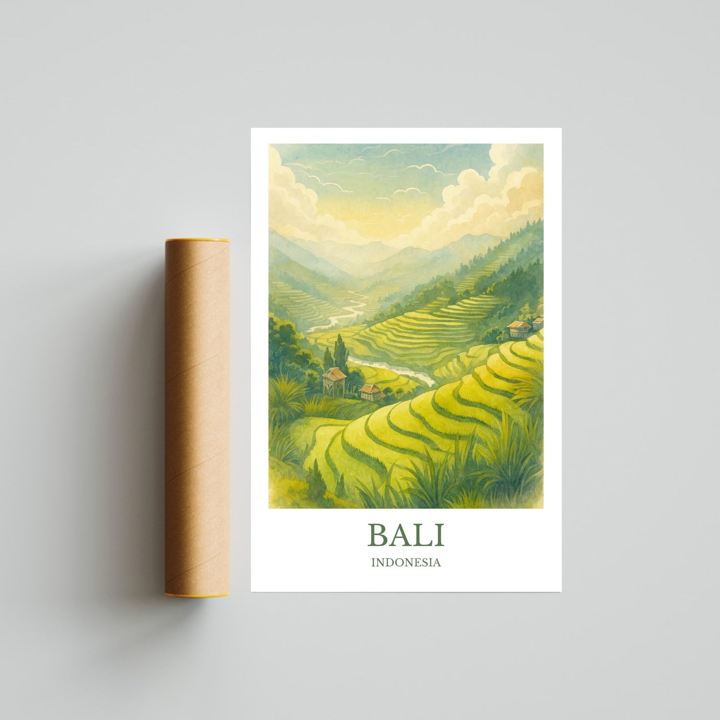 Bali, Watercolor design poster, Indonesia Print, Bali Wall Art