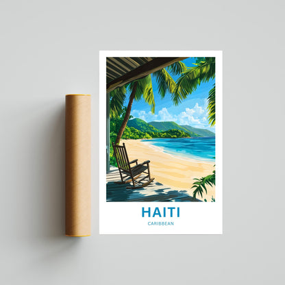 Haiti Travel Poster - Relaxing Beach View