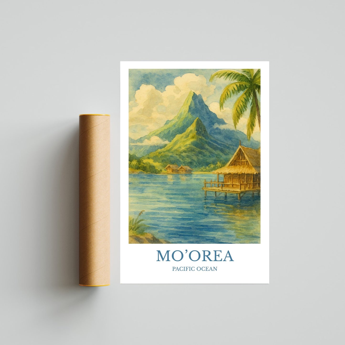 Mo’orea, Watercolor design poster, Pacific Ocean Print, Mo’orea Wall Art
