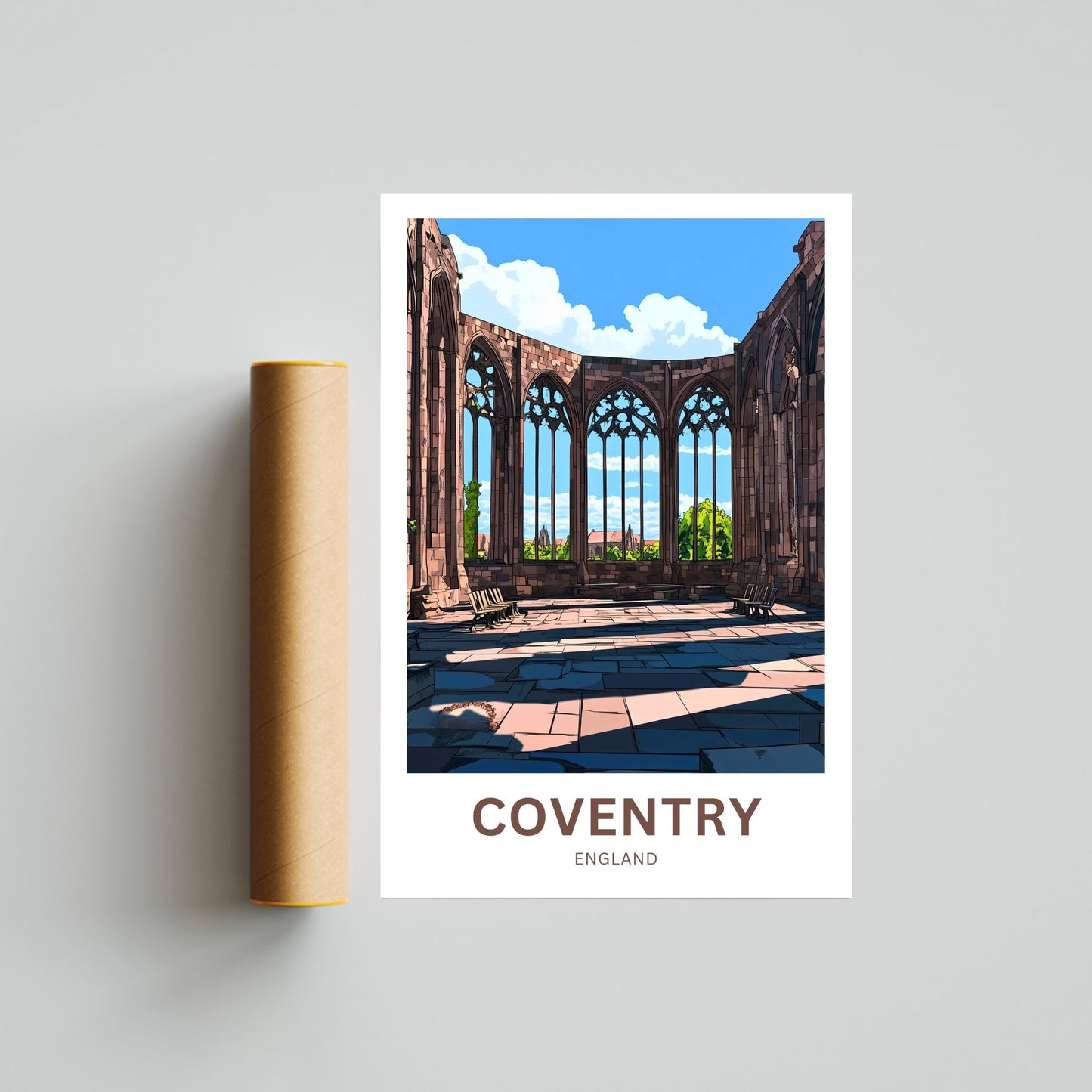 Coventry Travel Poster- Mesmerizing Interior View of Cathedral