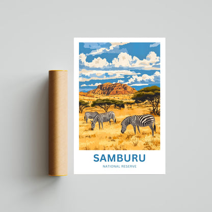 Samburu National Reserve Travel Poster - Grevy's Zebra