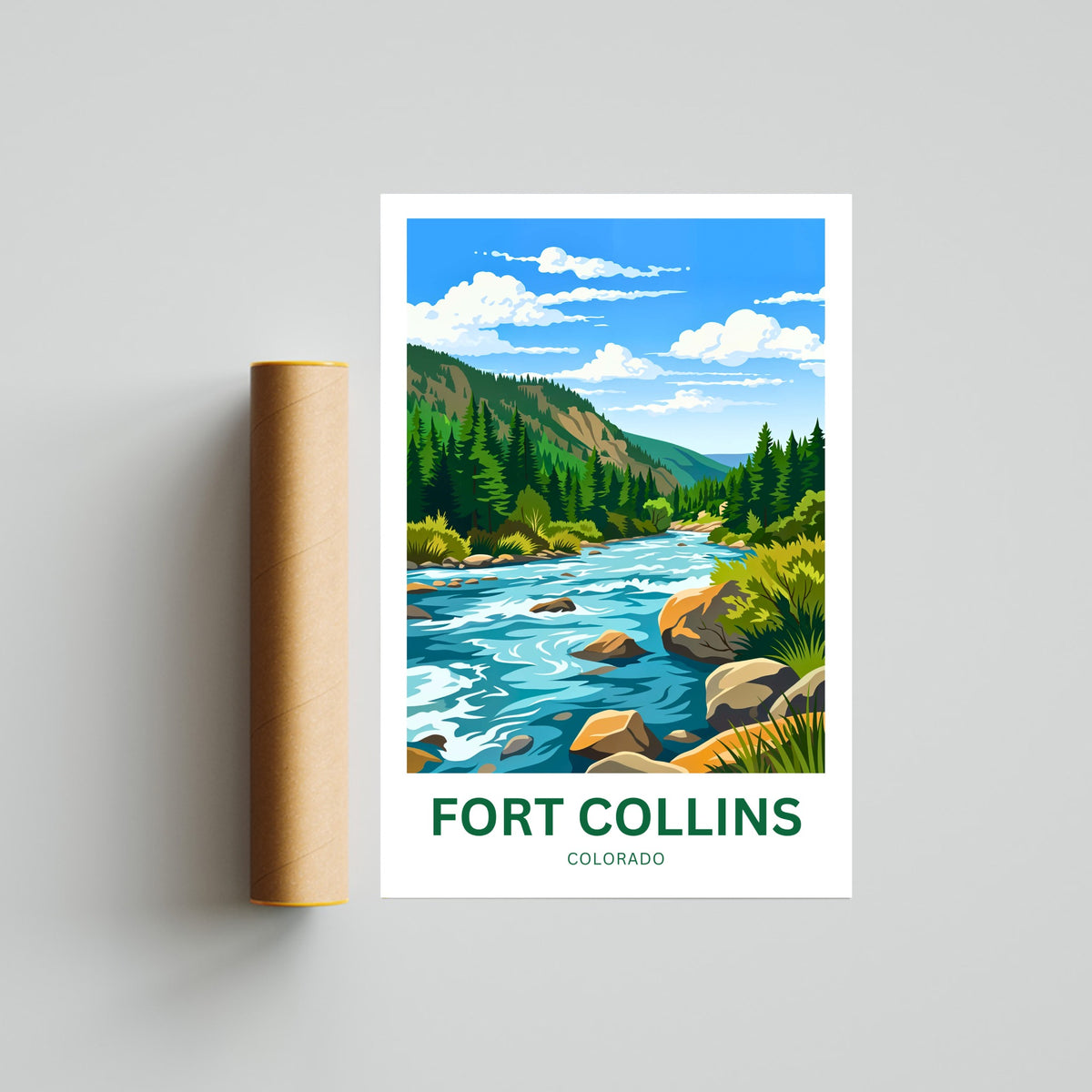 Fort Collins Travel Poster - Colorado River