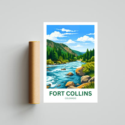 Fort Collins Travel Poster - Colorado River