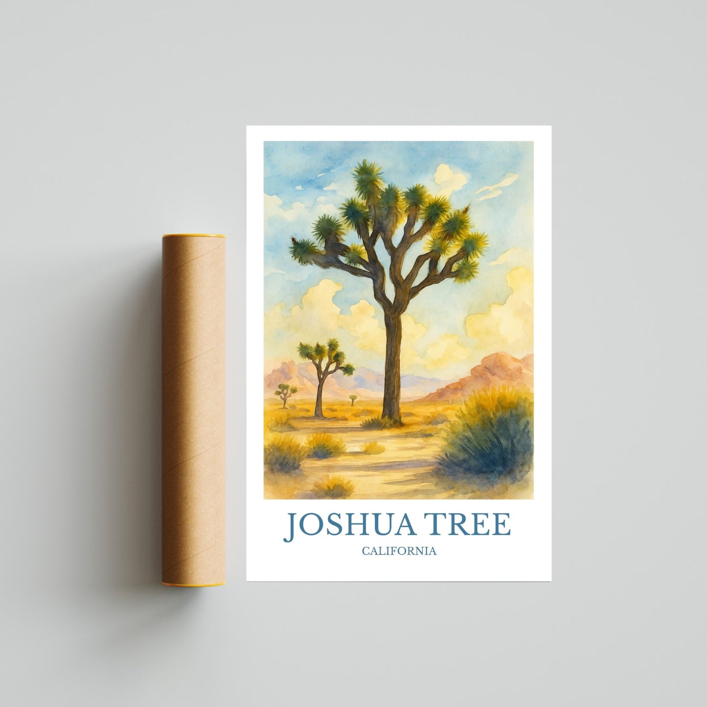 Joshua Tree, Watercolor design poster, California Print, Joshua Tree Wall Art