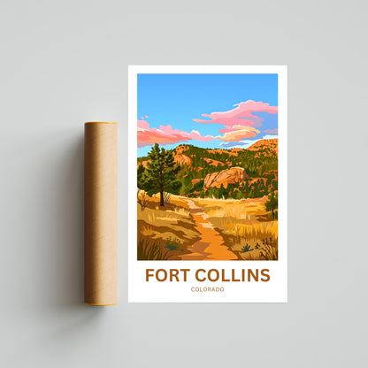 Fort Collins Travel Poster - Colorado Mountain Trail