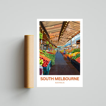 South Melbourne Market Travel Poster  - Australia's famous Market