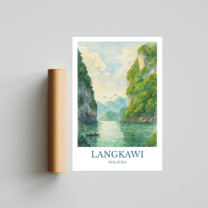 Langkawi, Watercolor design poster, Malaysia Print, Langkawi Wall Art