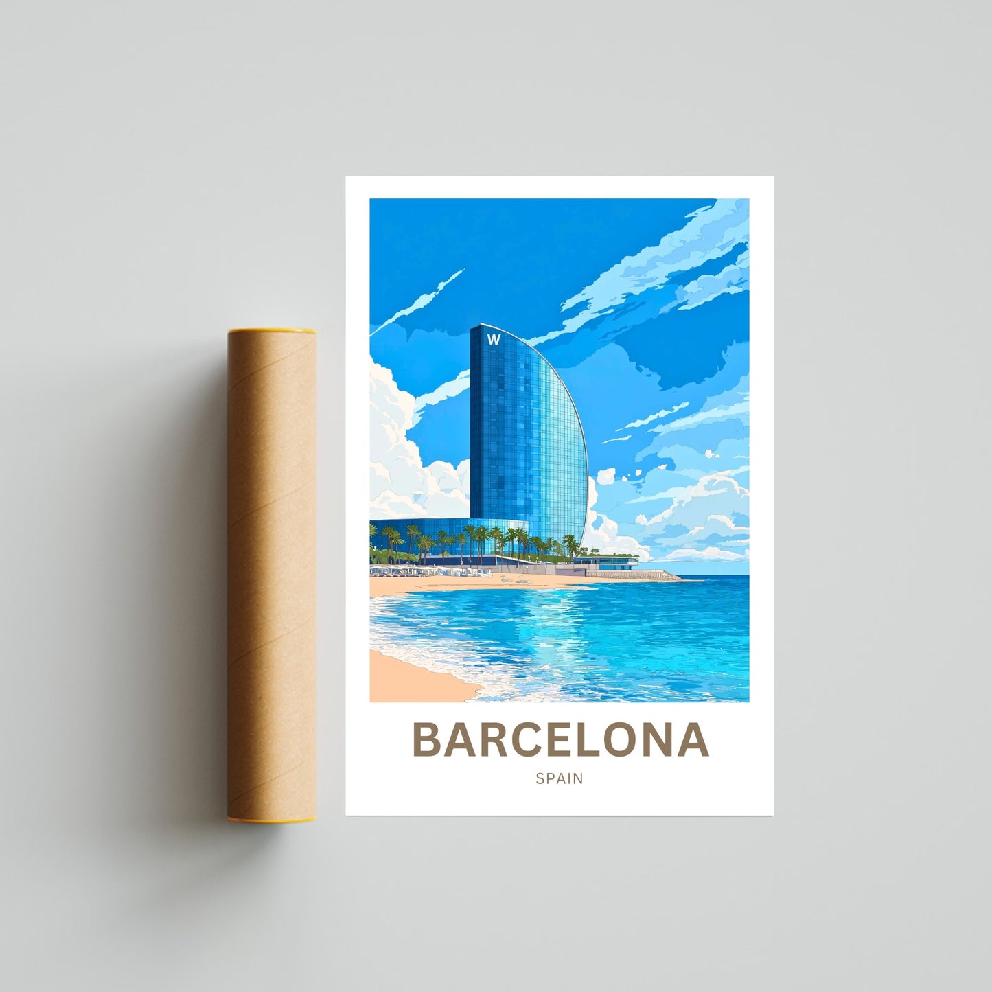 Barcelona Travel Poster  - Icon on the Mediterranean
