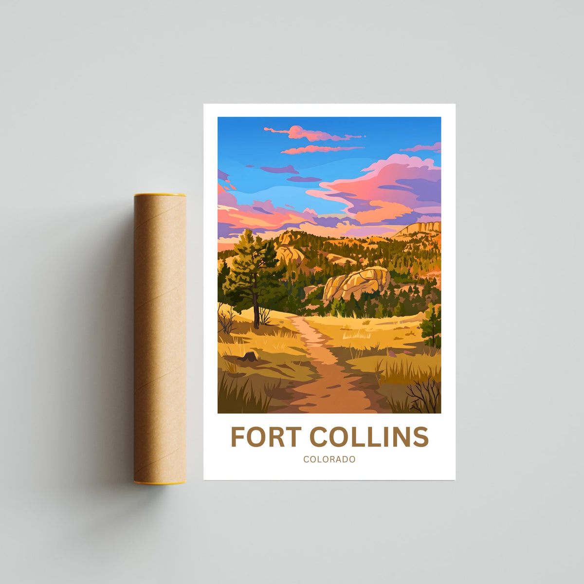 Fort Collins Travel Poster - Colorado Adventure