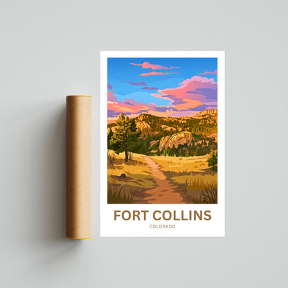 Fort Collins Travel Poster - Colorado Adventure