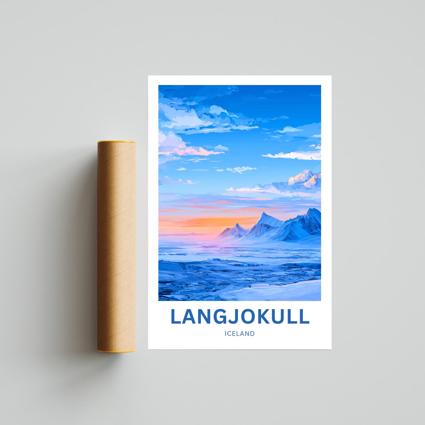 Langjökull Travel Poster - Blue Ice Dreams