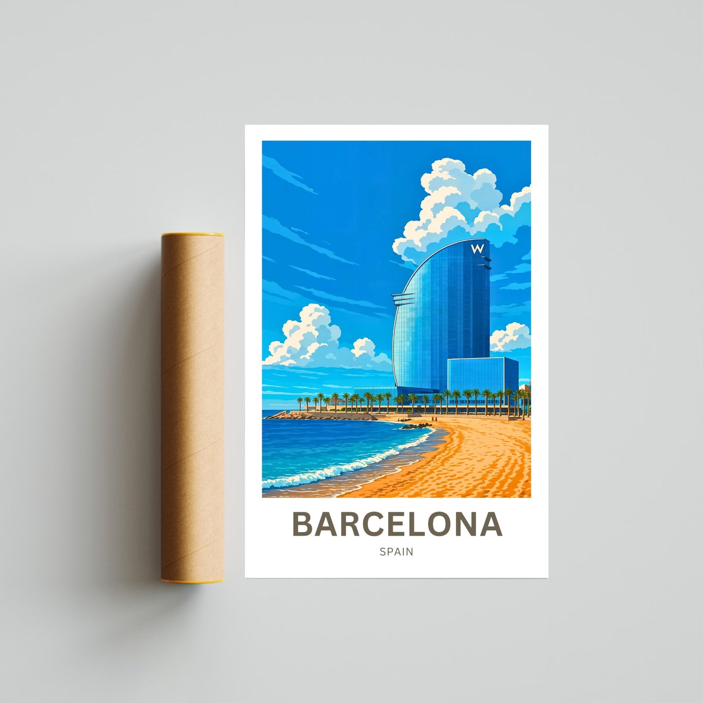 Barcelona Travel Poster  - Spain The Sail on the Sea