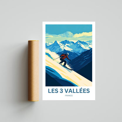 Les 3 Vallées Travel Poster - Ski in France