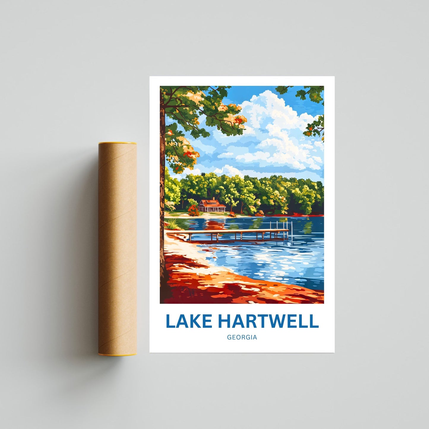 Lake Hartwell Travel Poster - Reflections of a Peaceful Escape