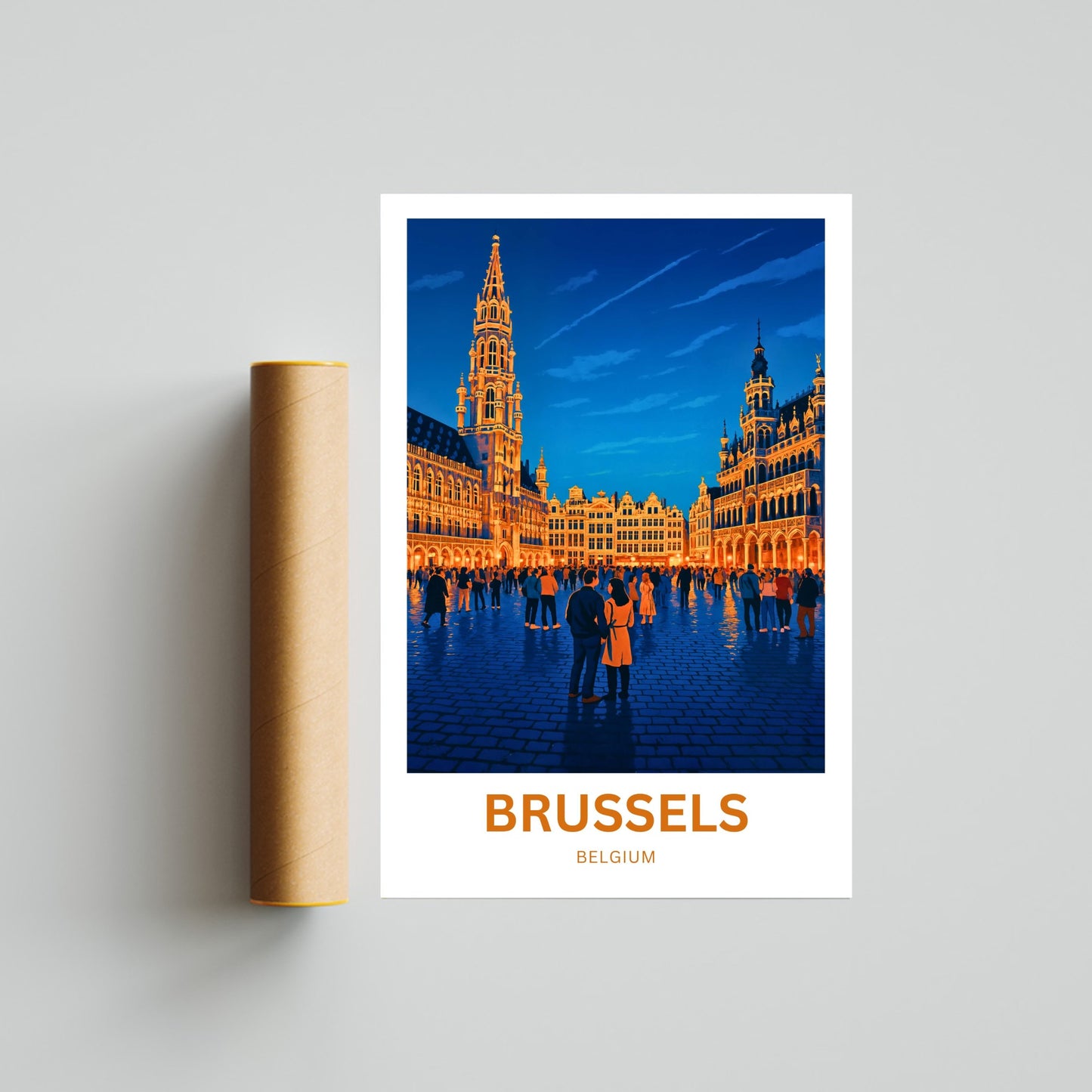 Brussels Travel Poster - Golden Hour in Brussels