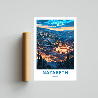 Nazareth Travel Poster - Israel Evening View