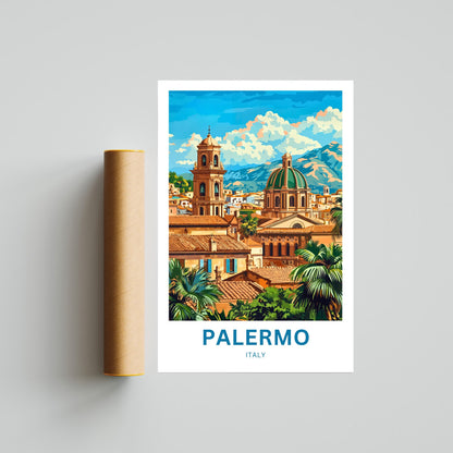 Palermo Travel Poster- Mediterranean Mosaic