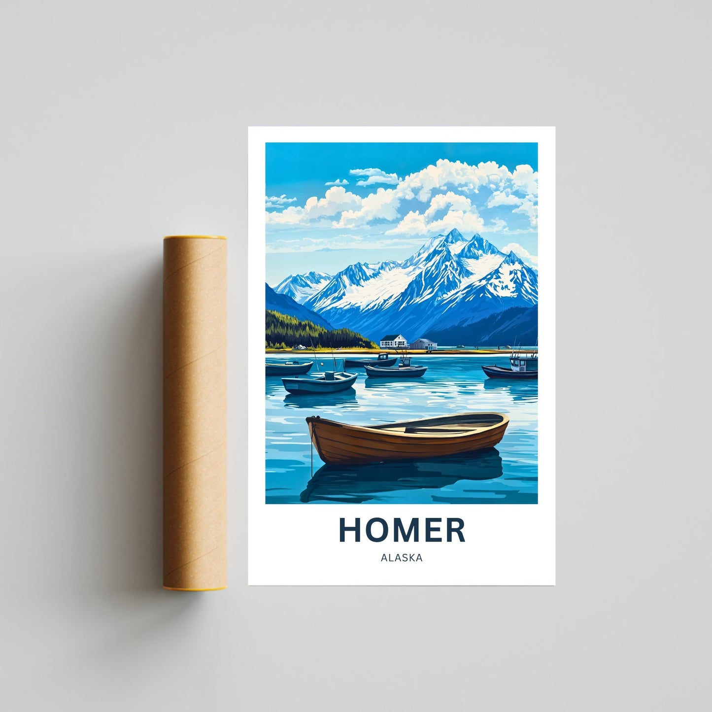 Homer Travel Poster - Stunning Alaska's Fishing landscape