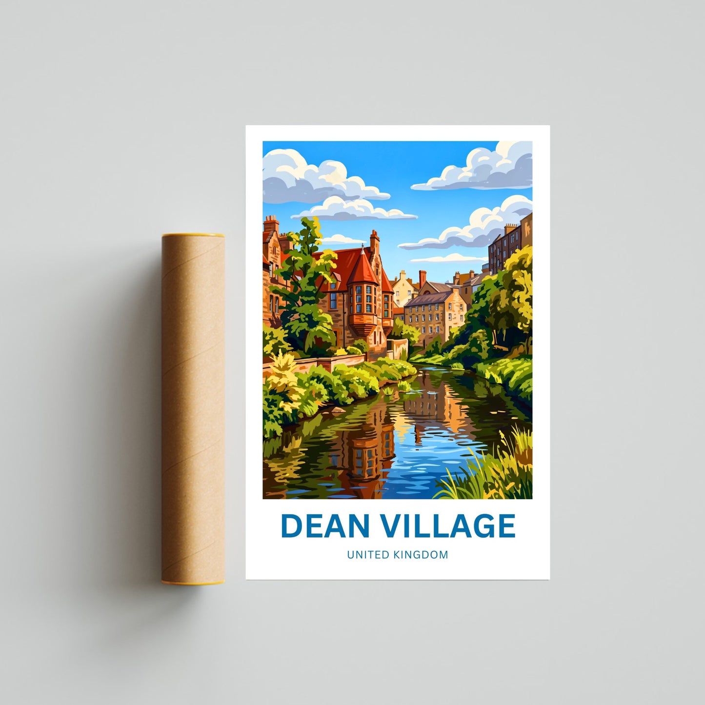 Dean Village Travel Poster - Charming Village