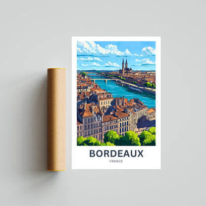 Bordeaux Travel Poster - Captivating View of France City River