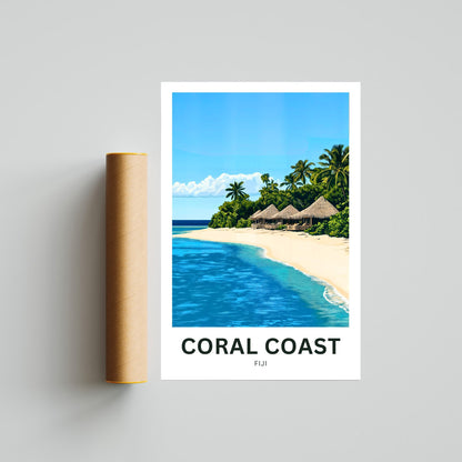 Coral Coast, Fiji Travel Poster - Fiji’s Southern Shore