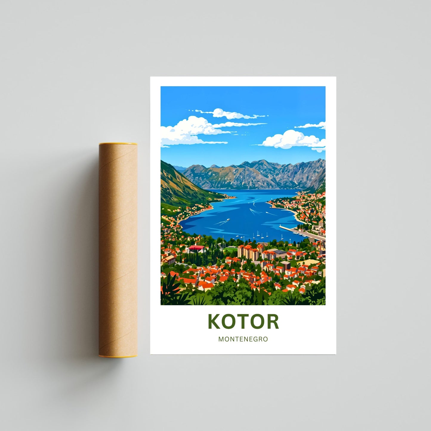 Kotor Travel Poster -   Walled City