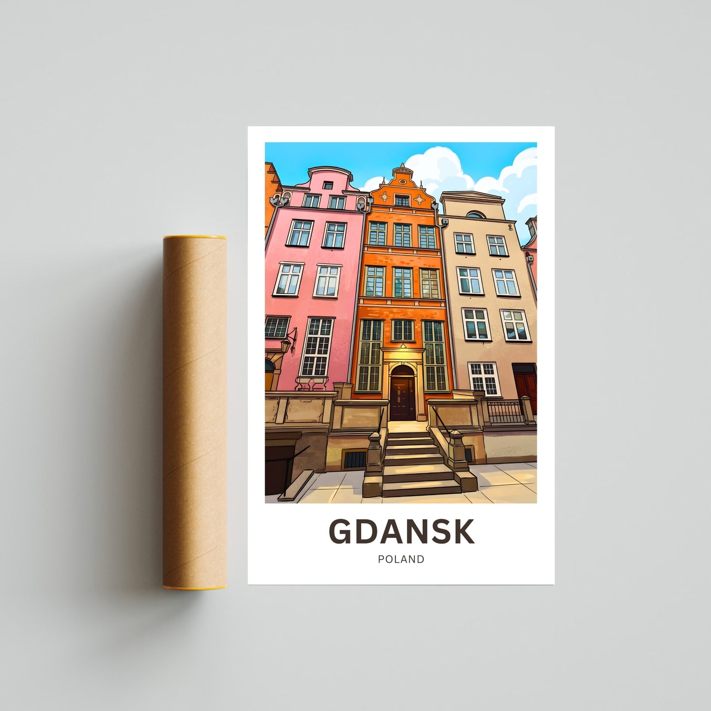 Gdańsk  Travel Poster -Northern Street Colors