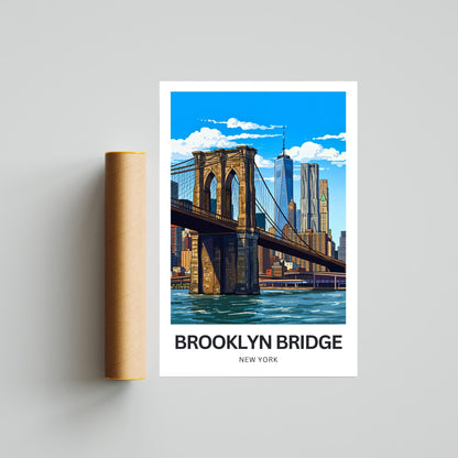 Brooklyn Bridge Travel Poster -  East River Crossing