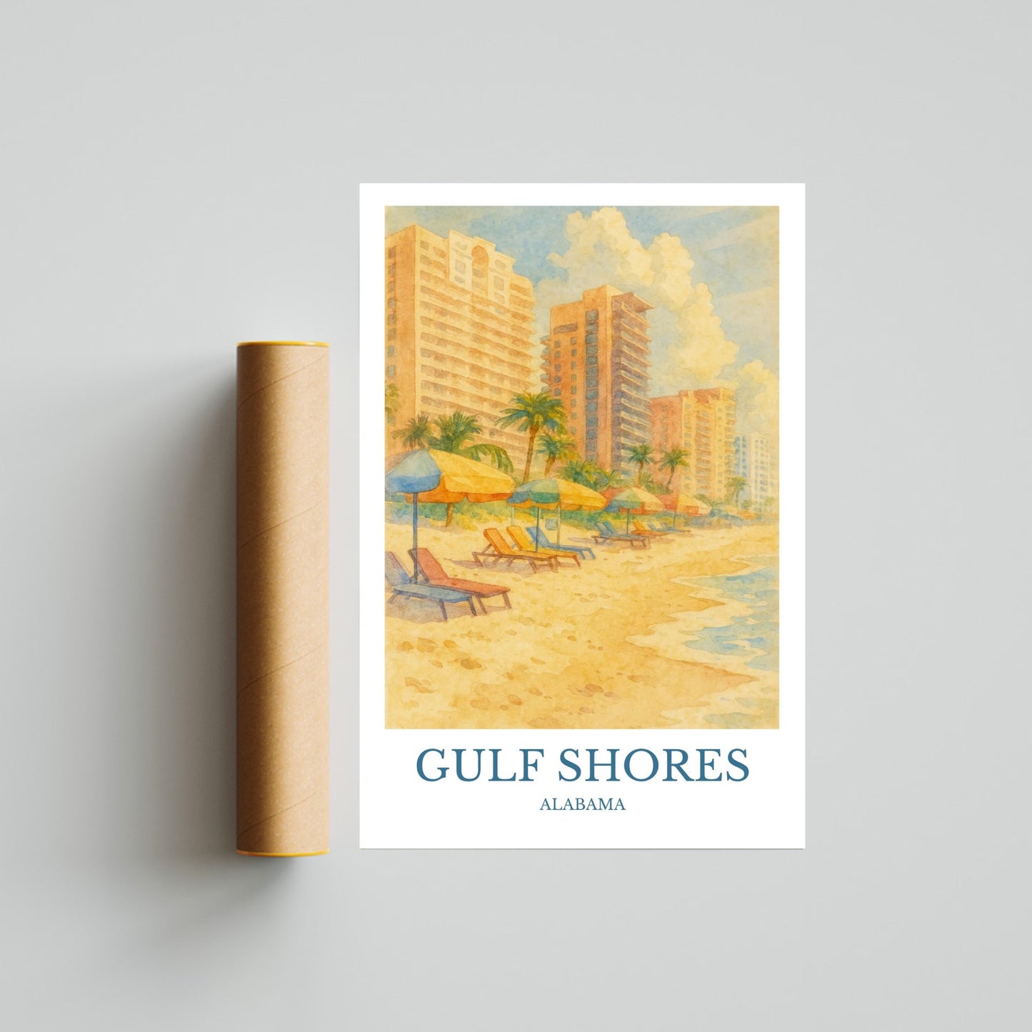 Gulf Shores, Watercolor design poster, Alabama Print, Gulf Shores Wall Art