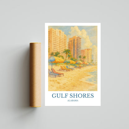 Gulf Shores, Watercolor design poster, Alabama Print, Gulf Shores Wall Art