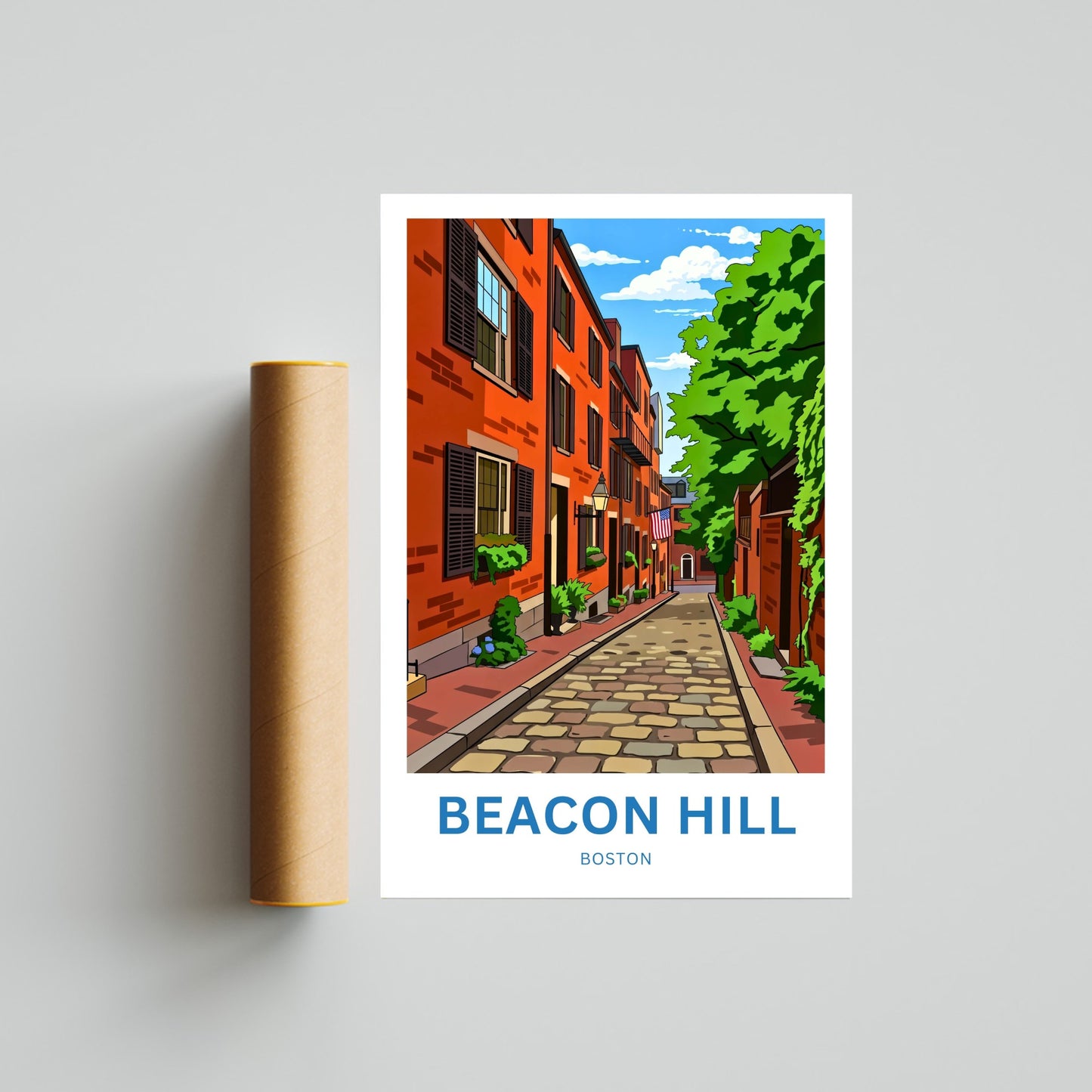 Beacon Hill Travel Poster -  Charming Street