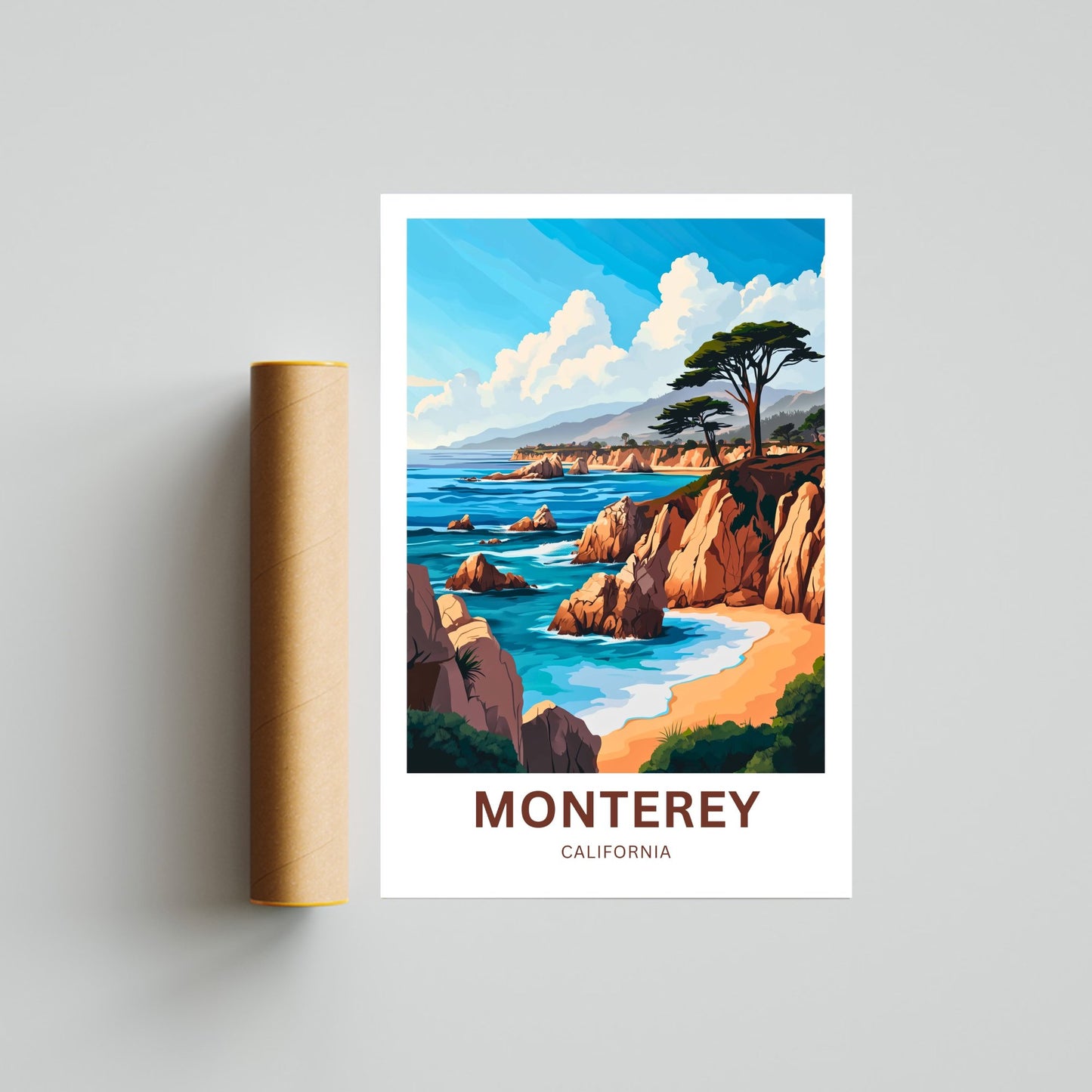 Monterey Travel Poster - California Beautiful Pacific Coastline