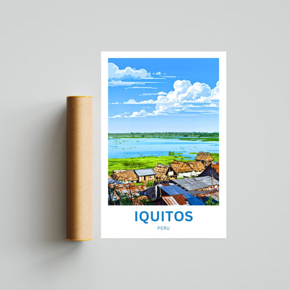 Iquitos Travel Poster - Peru Riverfront Life