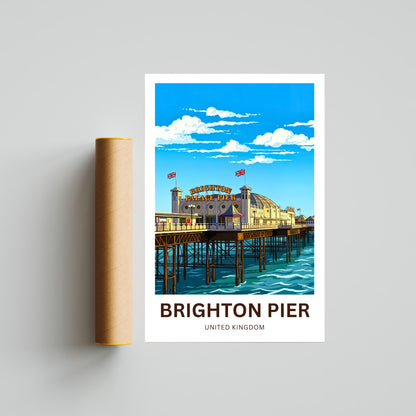 Brighton Pier Travel Poster - Golden Hour