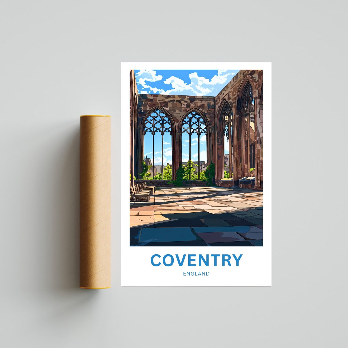 Coventry Travel Poster- Cathedral Inside View